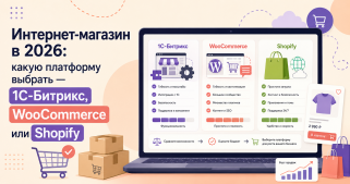 Интернет-магазин в 2026: какую платформу выбрать - 1С-Битрикс, WooCommerce или Shopify